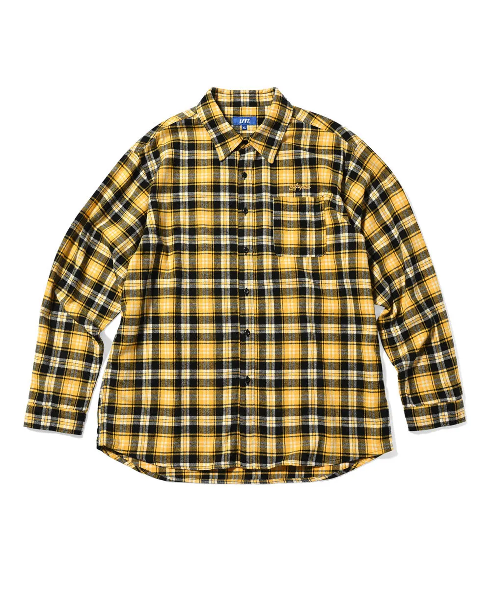 Lafayette Script Logo Plaid Flannel L/S Shirt Yellow