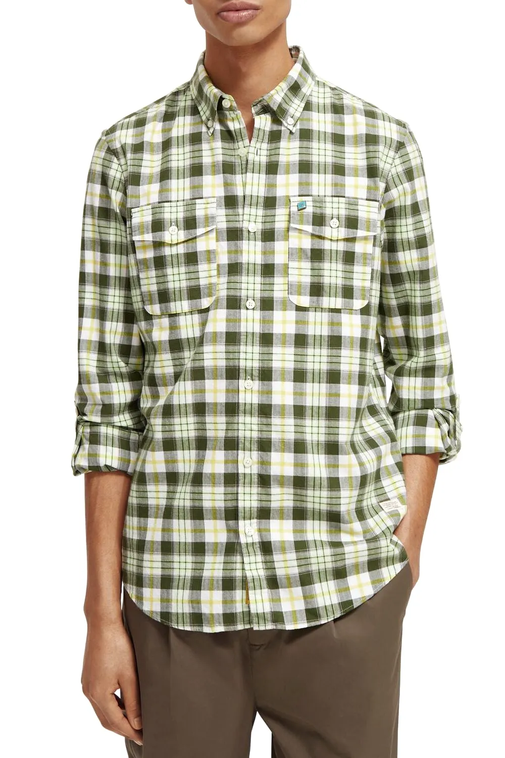 Lightweight Flannel Check Shirt | Green Check