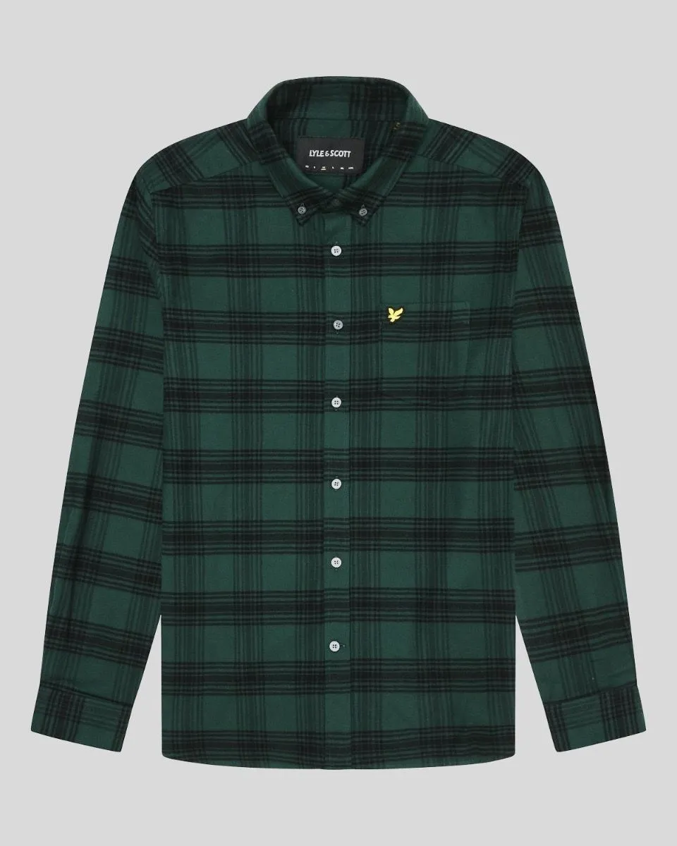 Lyle & Scott Flannel Check Long Sleeve Shirt Argyle Teal/Jet