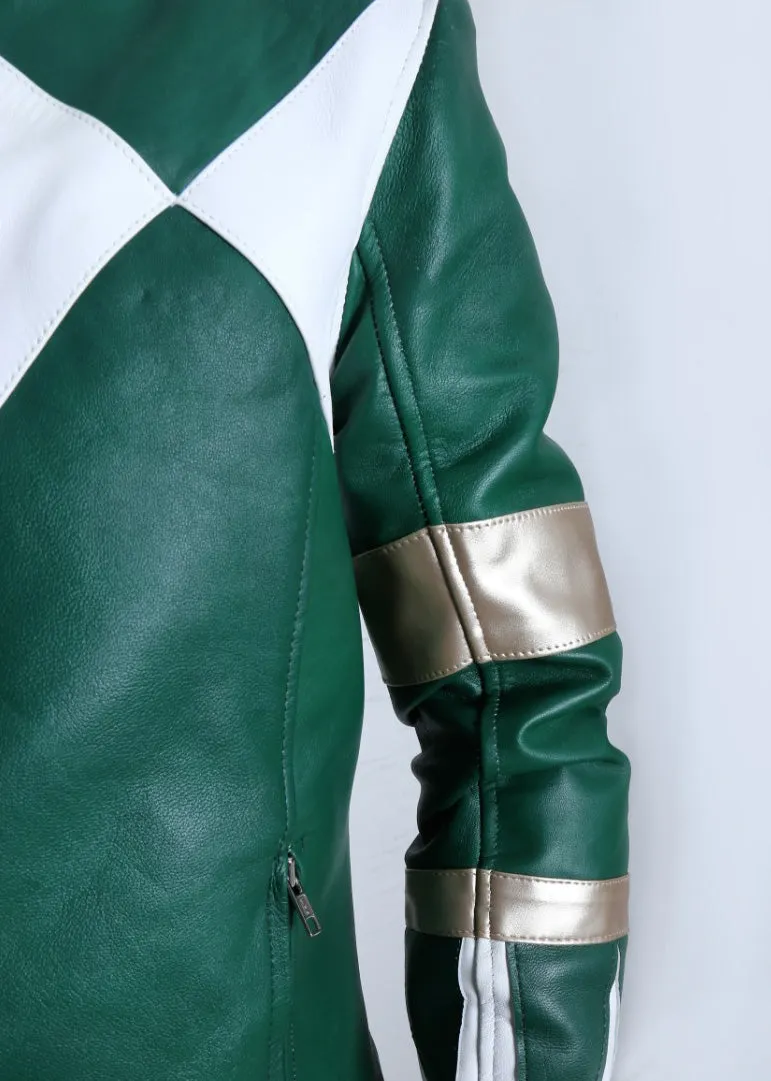 Mens Power Rangers Classic Leather Jacket - Green