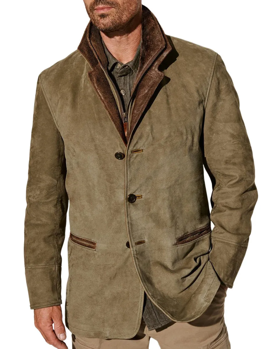 Men's Vintage Suede Double Collar Jacket