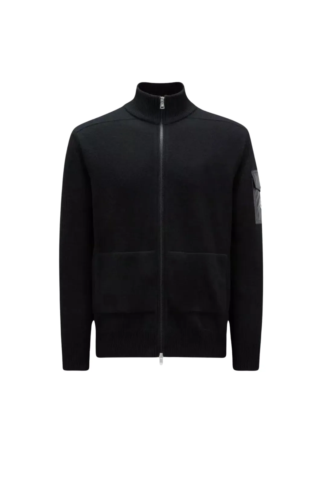 Moncler Zip-Up Wool Black Cardigan