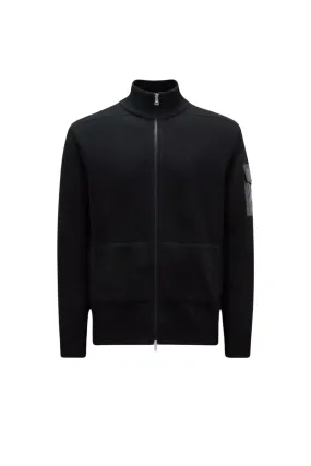 Moncler Zip-Up Wool Black Cardigan