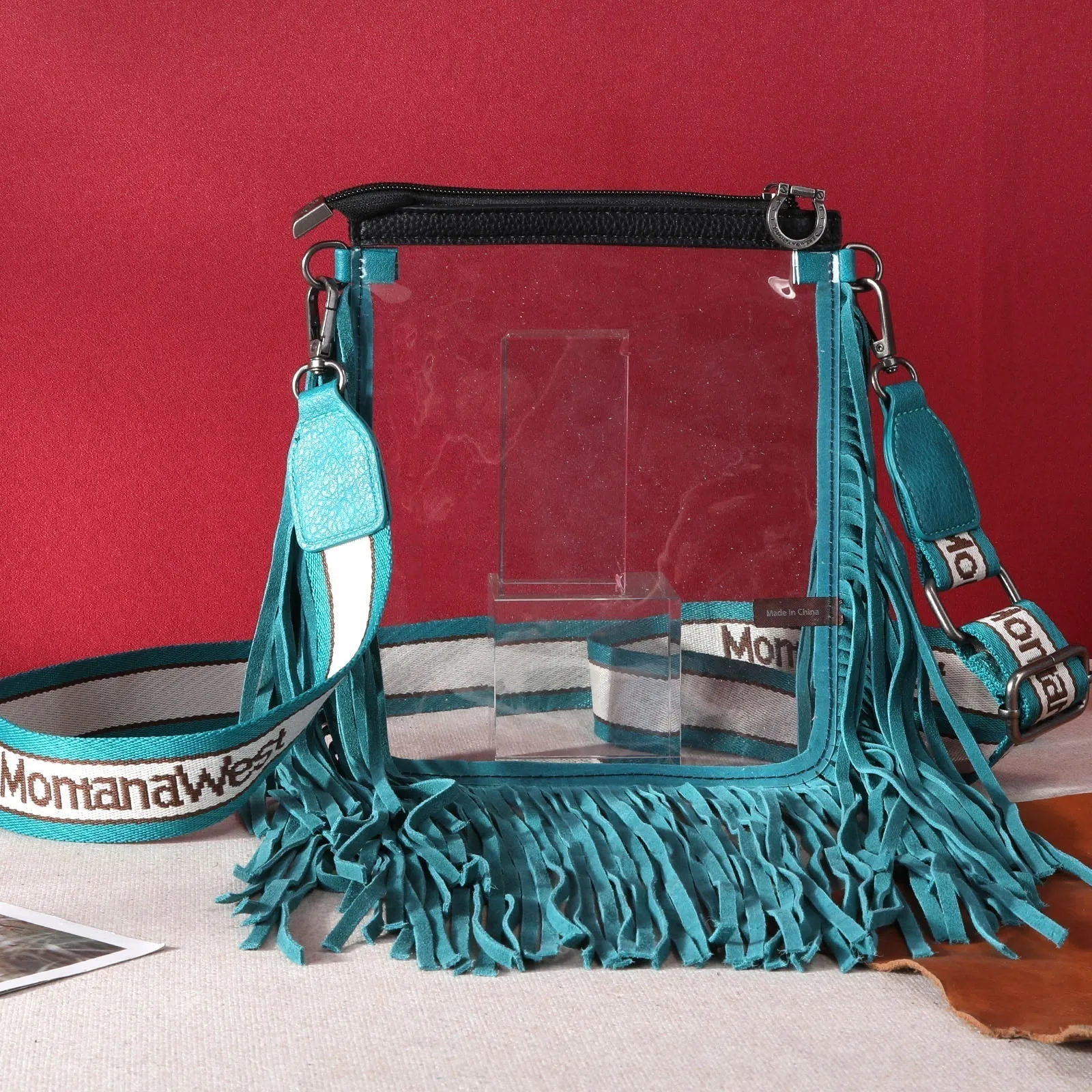 Montana West Western Fringe Clear Crossbody Bag