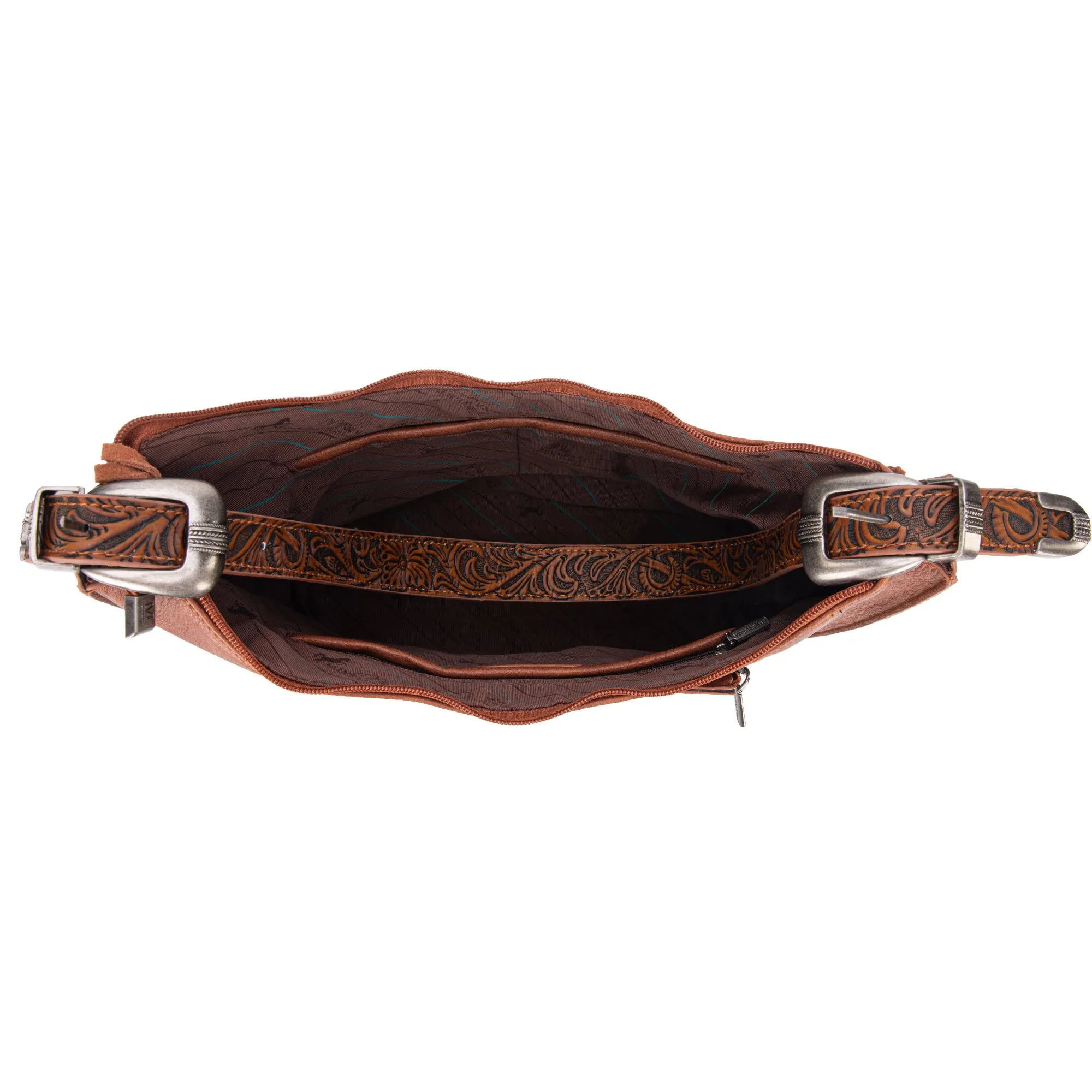 MW1272G-918 Montana West Floral Tooled Concealed Carry Hobo