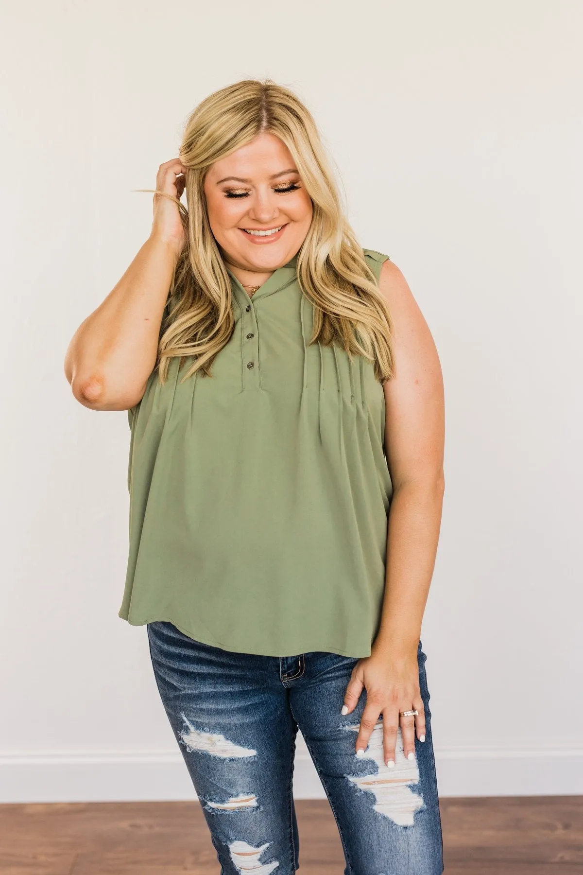 Never Ending Bliss Sleeveless Blouse- Olive