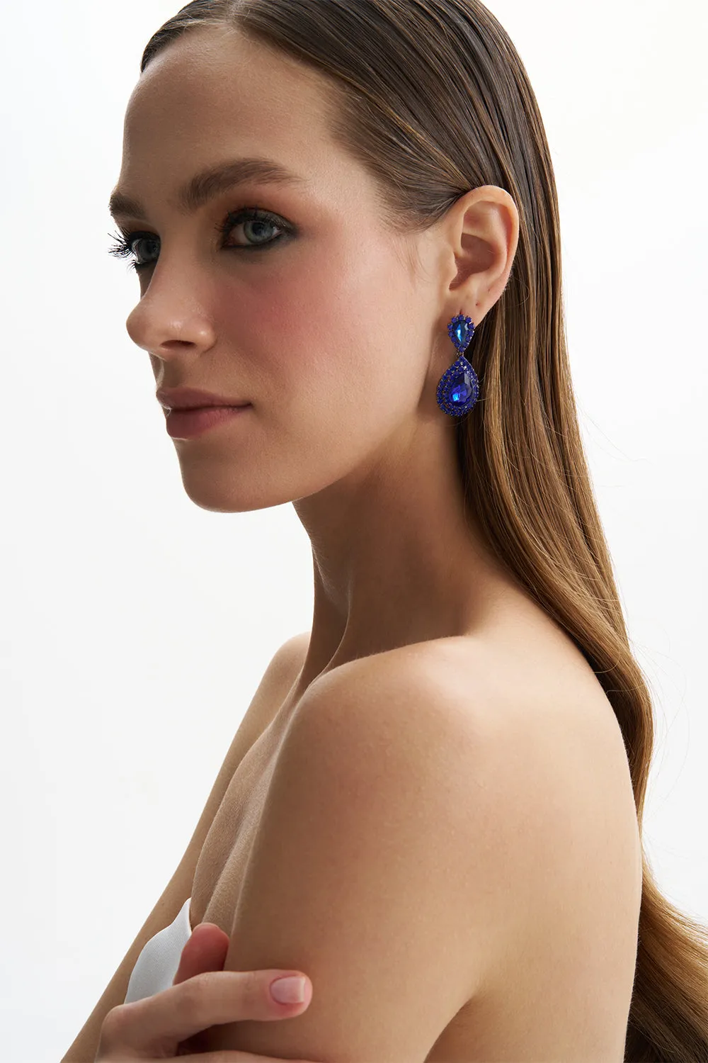 Nicole Blue Crystal Drop Earring