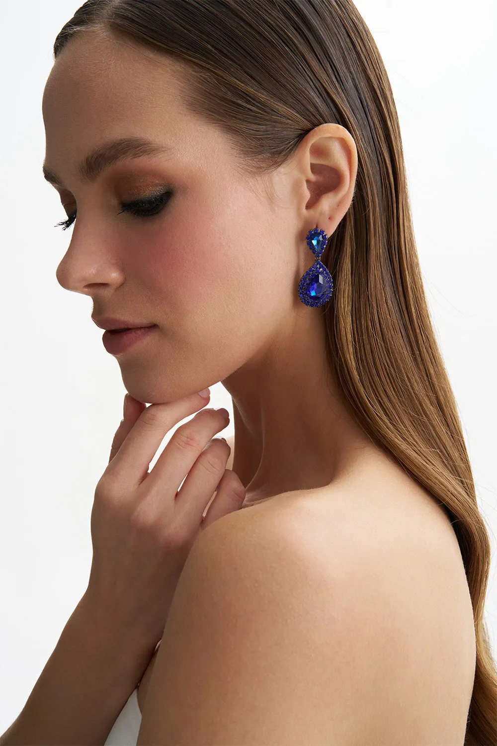 Nicole Blue Crystal Drop Earring