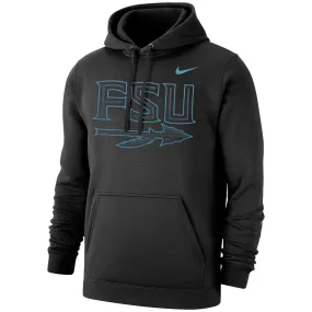 Nike Adult/Unisex Turquoise FSU Spear Design Club Fleece Hood - Black