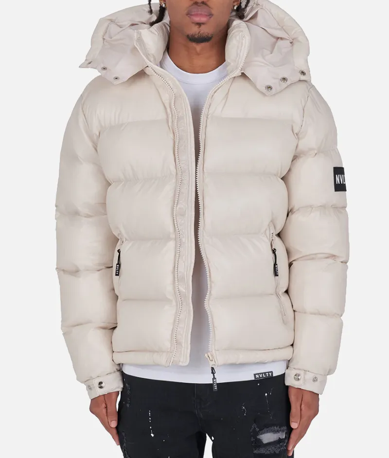 Nvlty Shiny Puffer Jacket Stone | Upto 30% Off