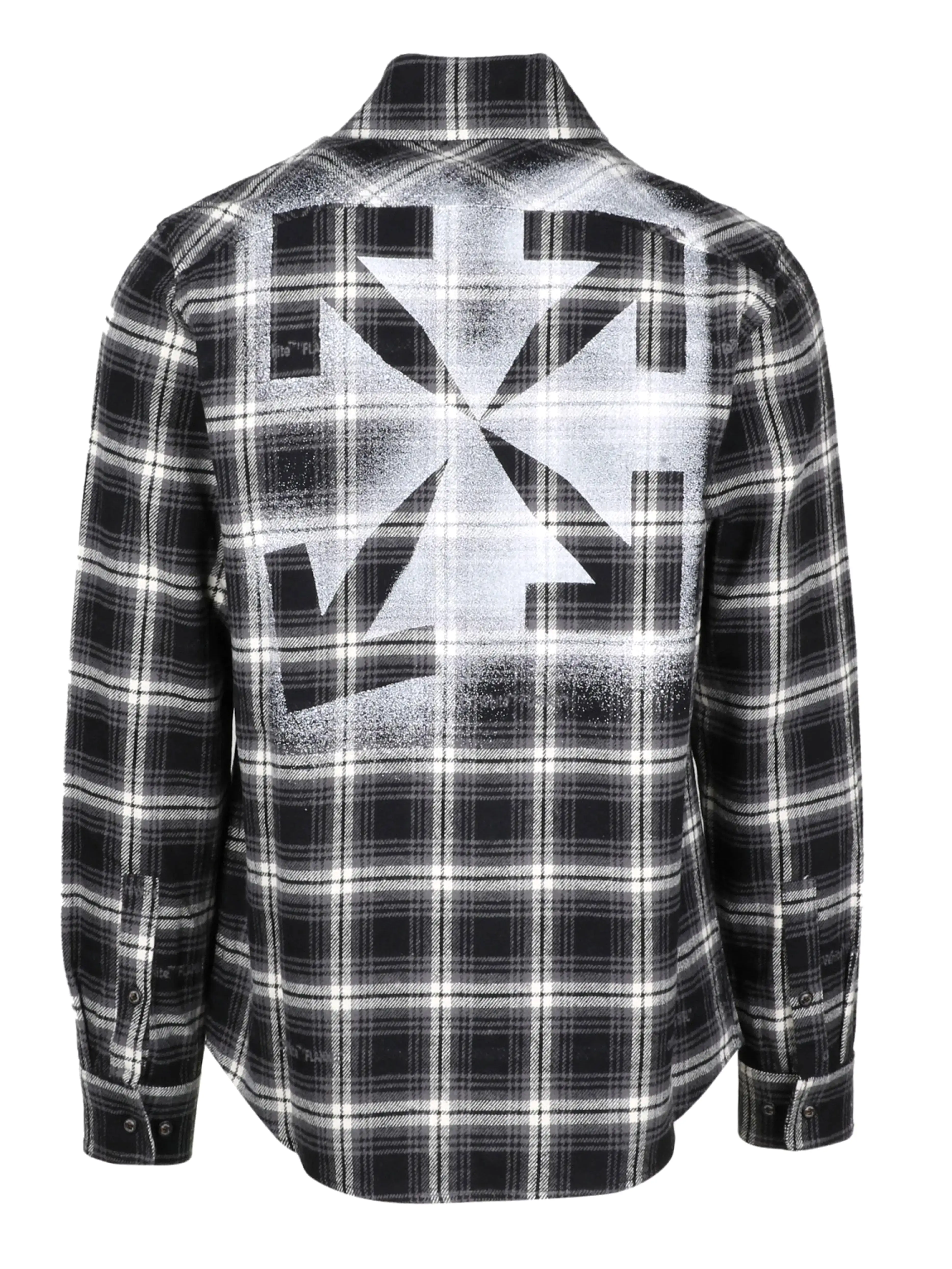 Off-White Stencil Flannel Check Shirt Black