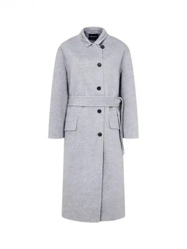 Overseas Station Season Big Chance 8 18 Women s Soft Wool Belted Long Single Coat Melange Gray 271465