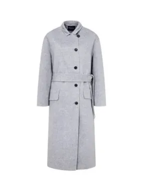 Overseas Station Season Big Chance 8 18 Women s Soft Wool Belted Long Single Coat Melange Gray 271465