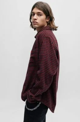 Oversize-fit shirt in checked cotton flannel