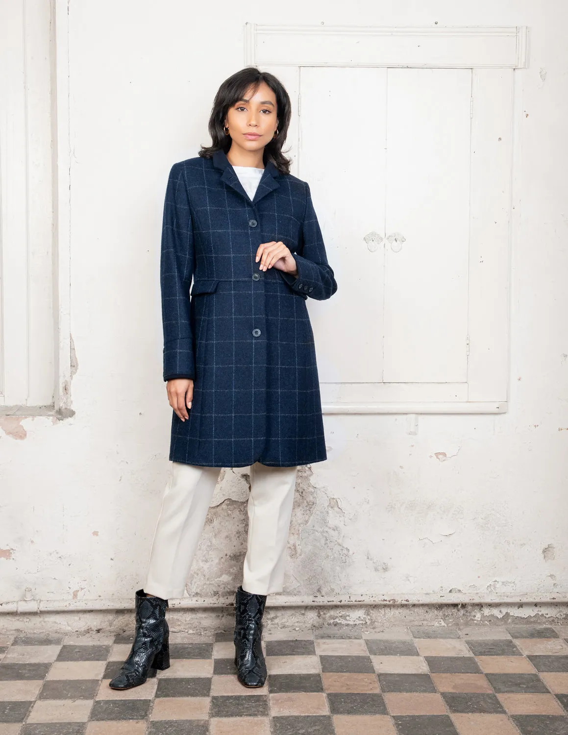 Pamela Tweed Coat - Navy Check