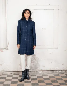 Pamela Tweed Coat - Navy Check