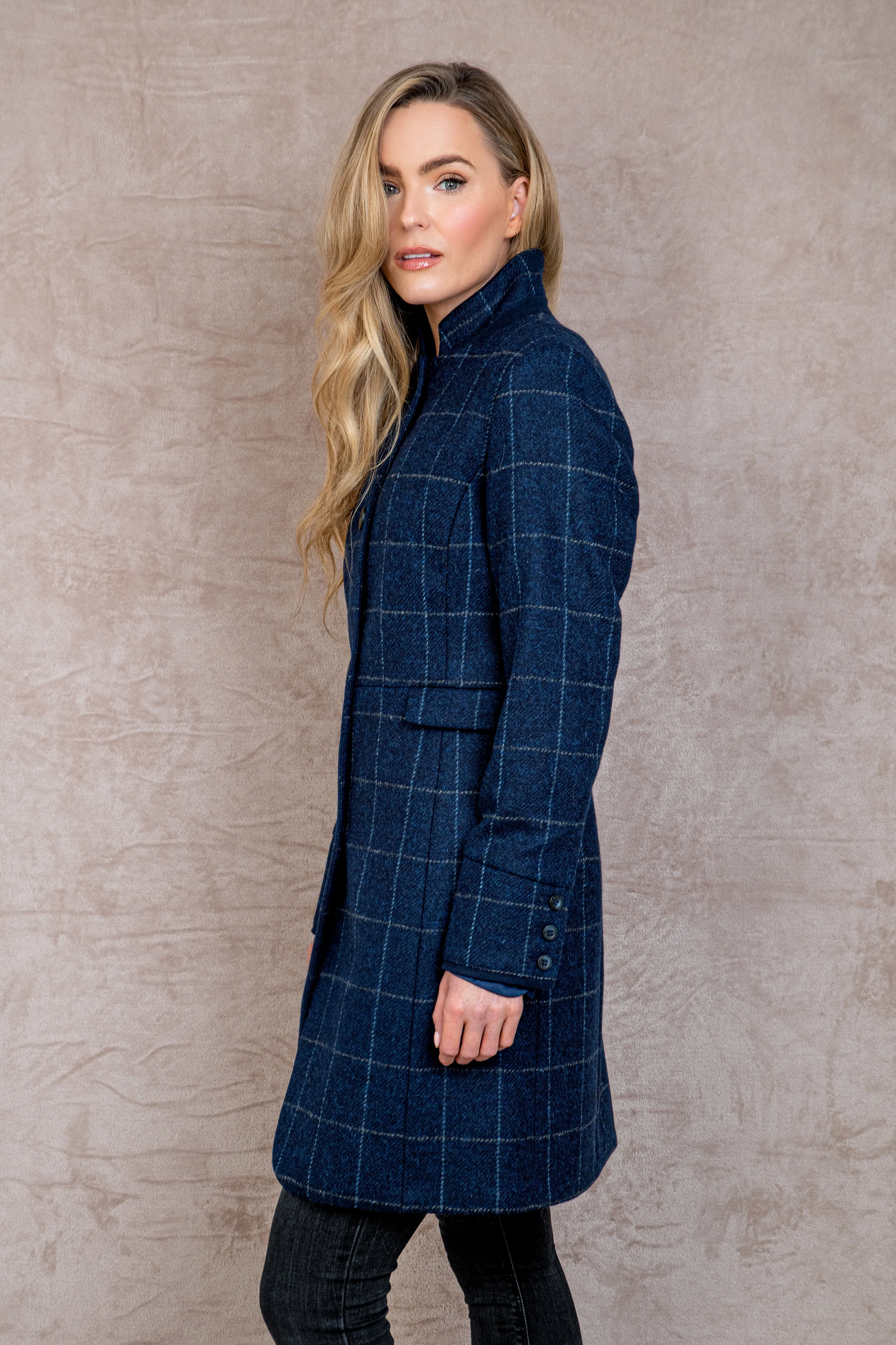 Pamela Tweed Coat - Navy Check