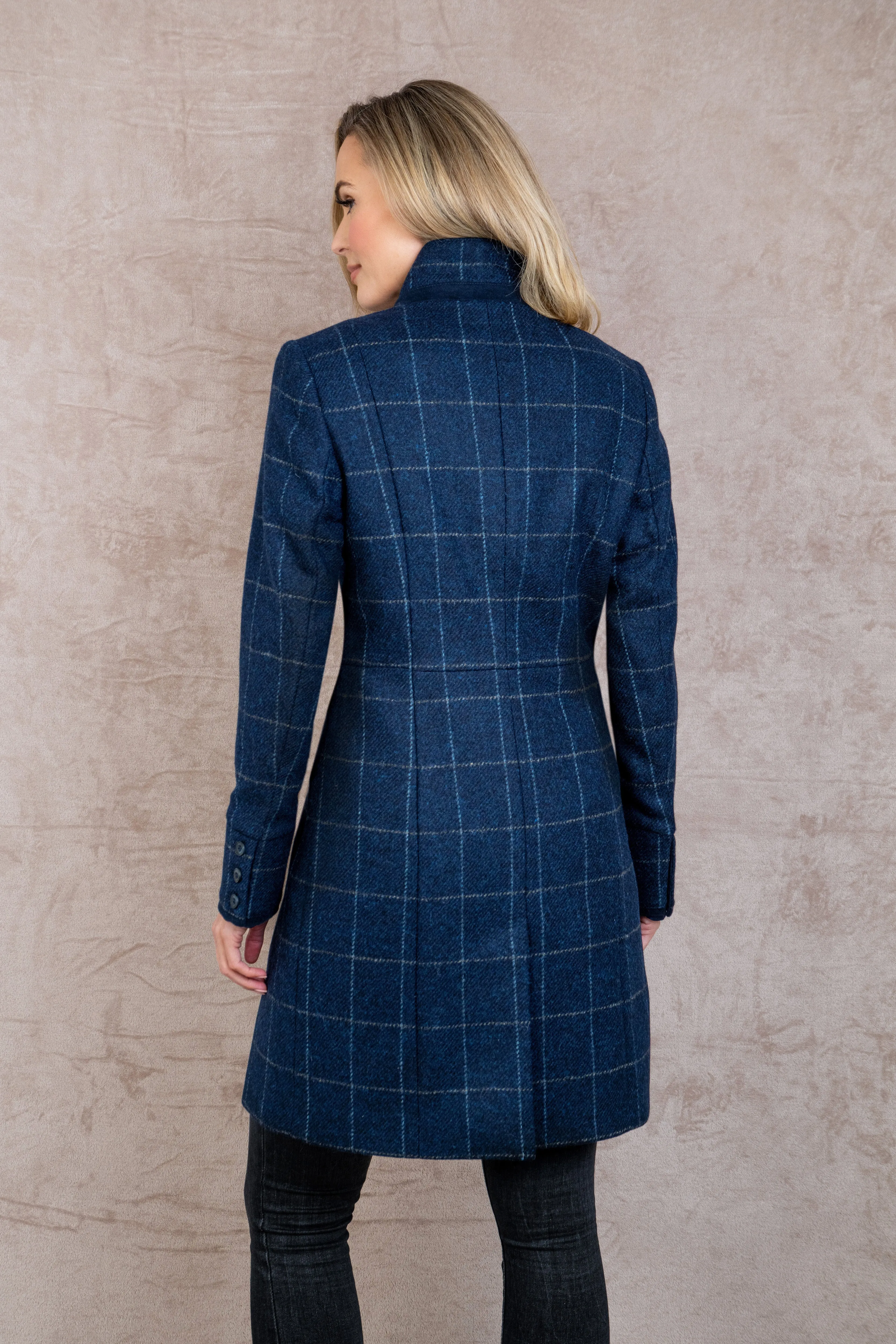 Pamela Tweed Coat - Navy Check