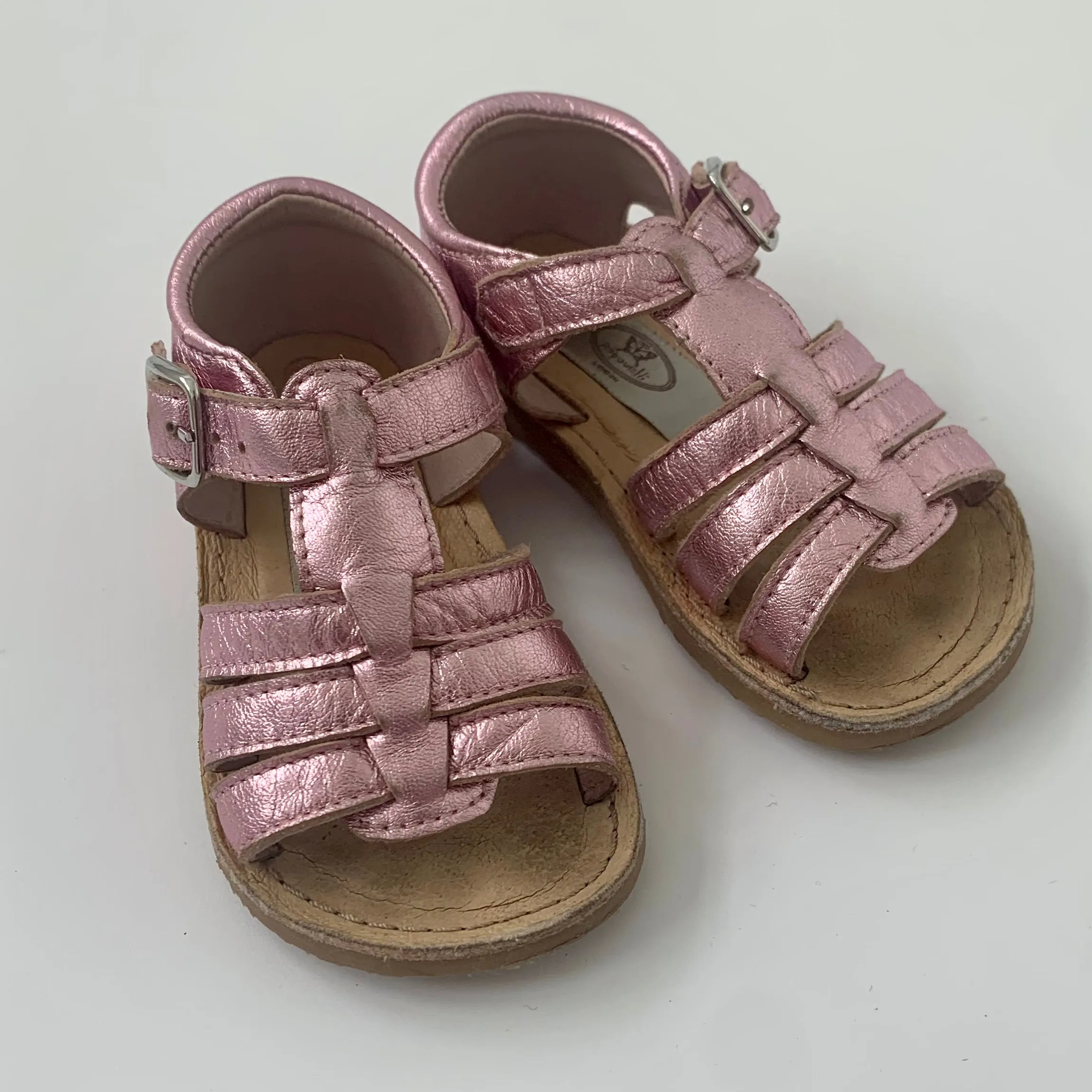 Papouelli Metallic Pink Dorrie Sandals: Size EU 22