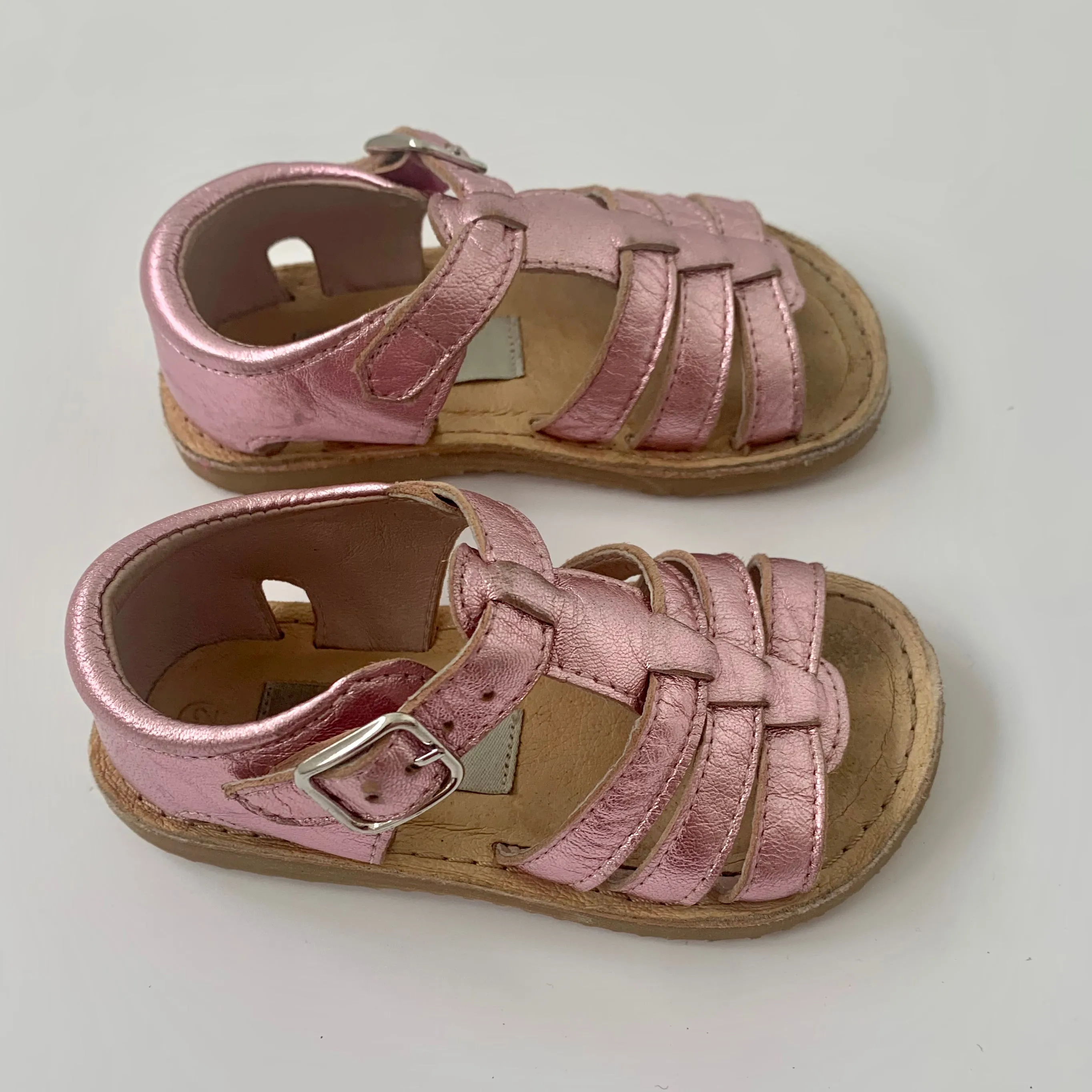 Papouelli Metallic Pink Dorrie Sandals: Size EU 22