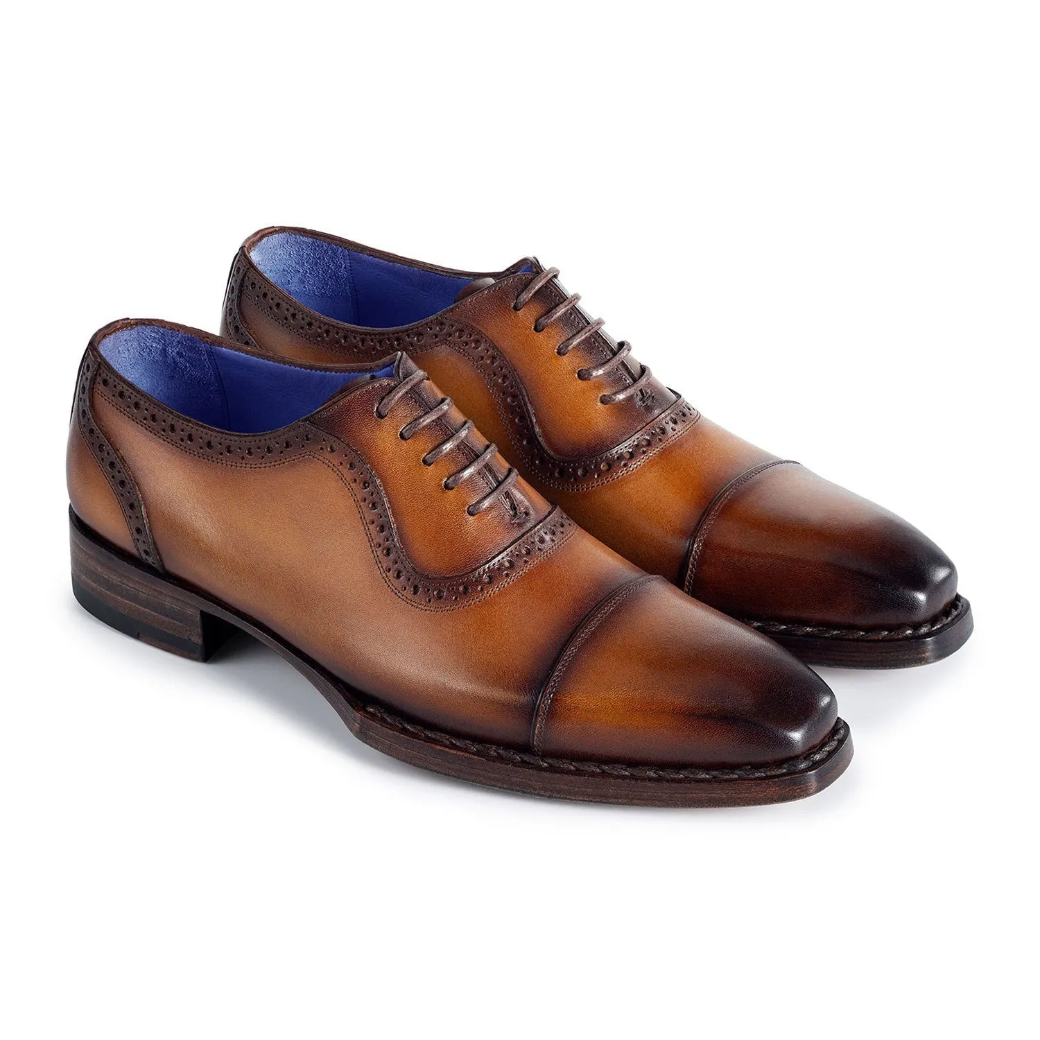 Paul Parkman Men's Shoes Calf-Skin Leather Cap-Toe Oxfords (PM6436)