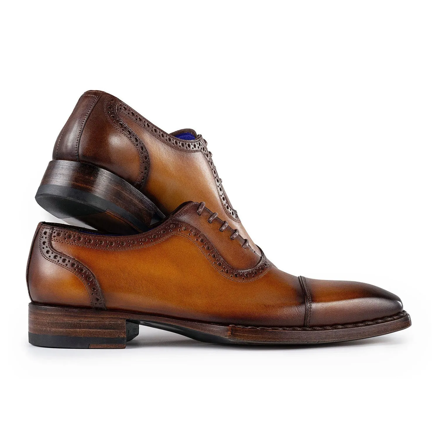 Paul Parkman Men's Shoes Calf-Skin Leather Cap-Toe Oxfords (PM6436)