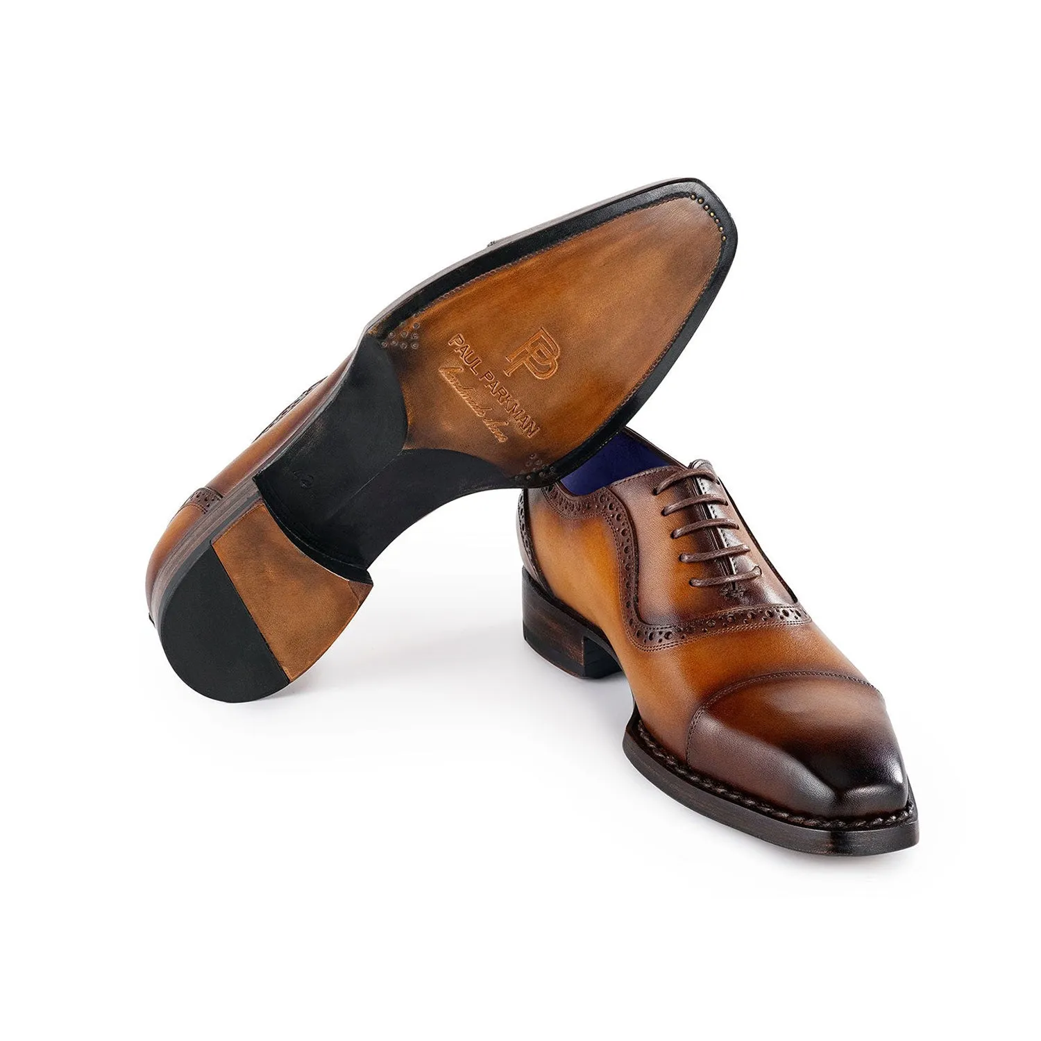 Paul Parkman Men's Shoes Calf-Skin Leather Cap-Toe Oxfords (PM6436)