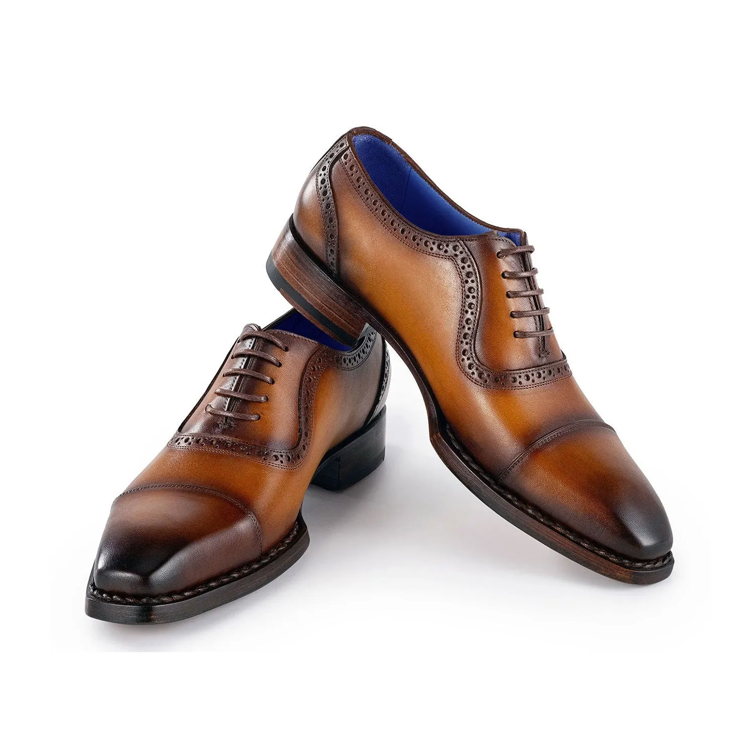 Paul Parkman Men's Shoes Calf-Skin Leather Cap-Toe Oxfords (PM6436)