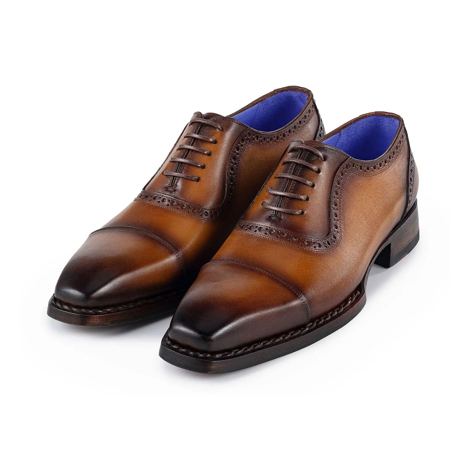 Paul Parkman Men's Shoes Calf-Skin Leather Cap-Toe Oxfords (PM6436)