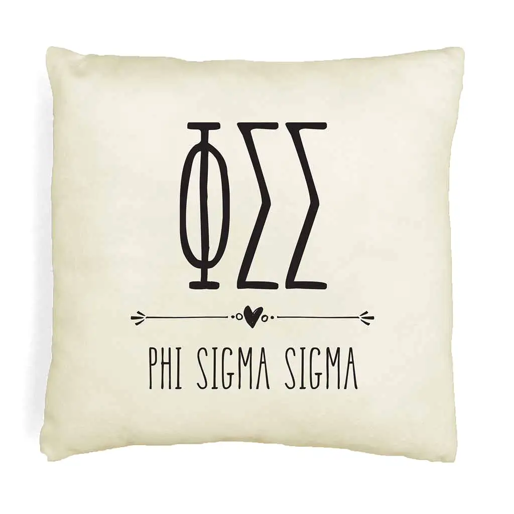 Phi Sigma Sigma Greek Boho Sorority Throw Pillow Cover for Dorm or Apartment