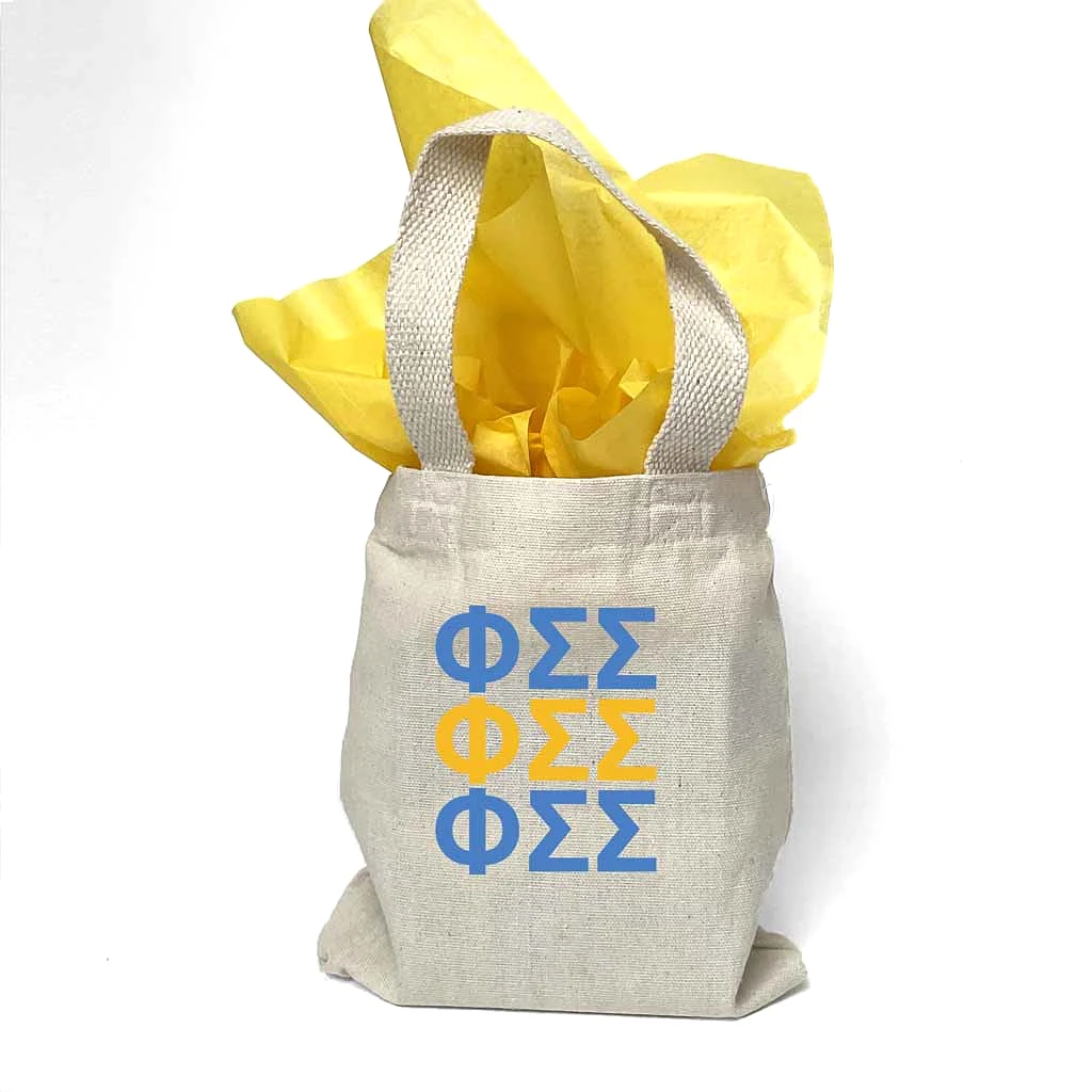 Phi Sigma Sigma Sorority Greek Letters Mini Tote Gift Bag