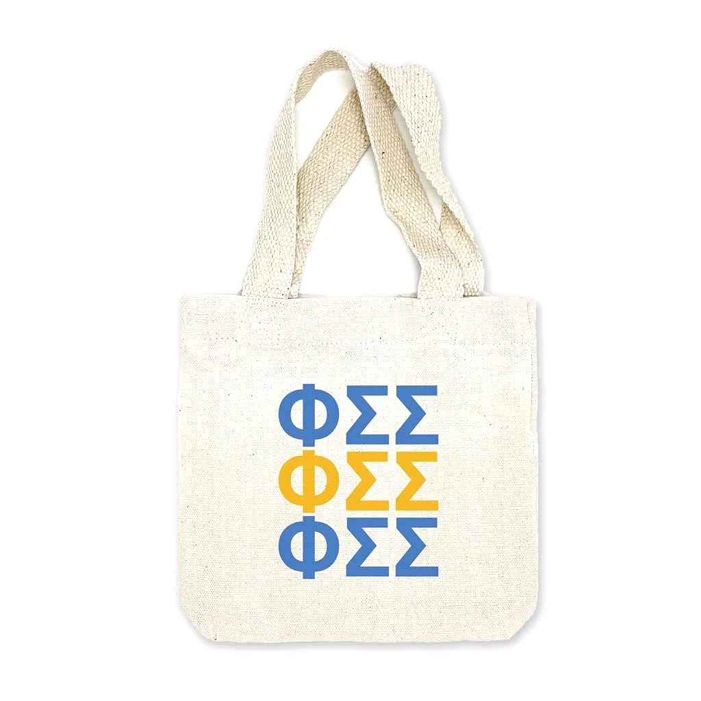 Phi Sigma Sigma Sorority Greek Letters Mini Tote Gift Bag