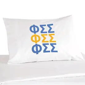 Phi Sigma Sigma Sorority Letters in Sorority Colors Pillowcase