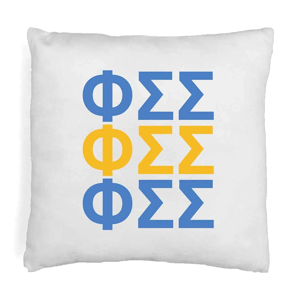 Phi Sigma Sigma Throw Pillow Cover with Greek Letters