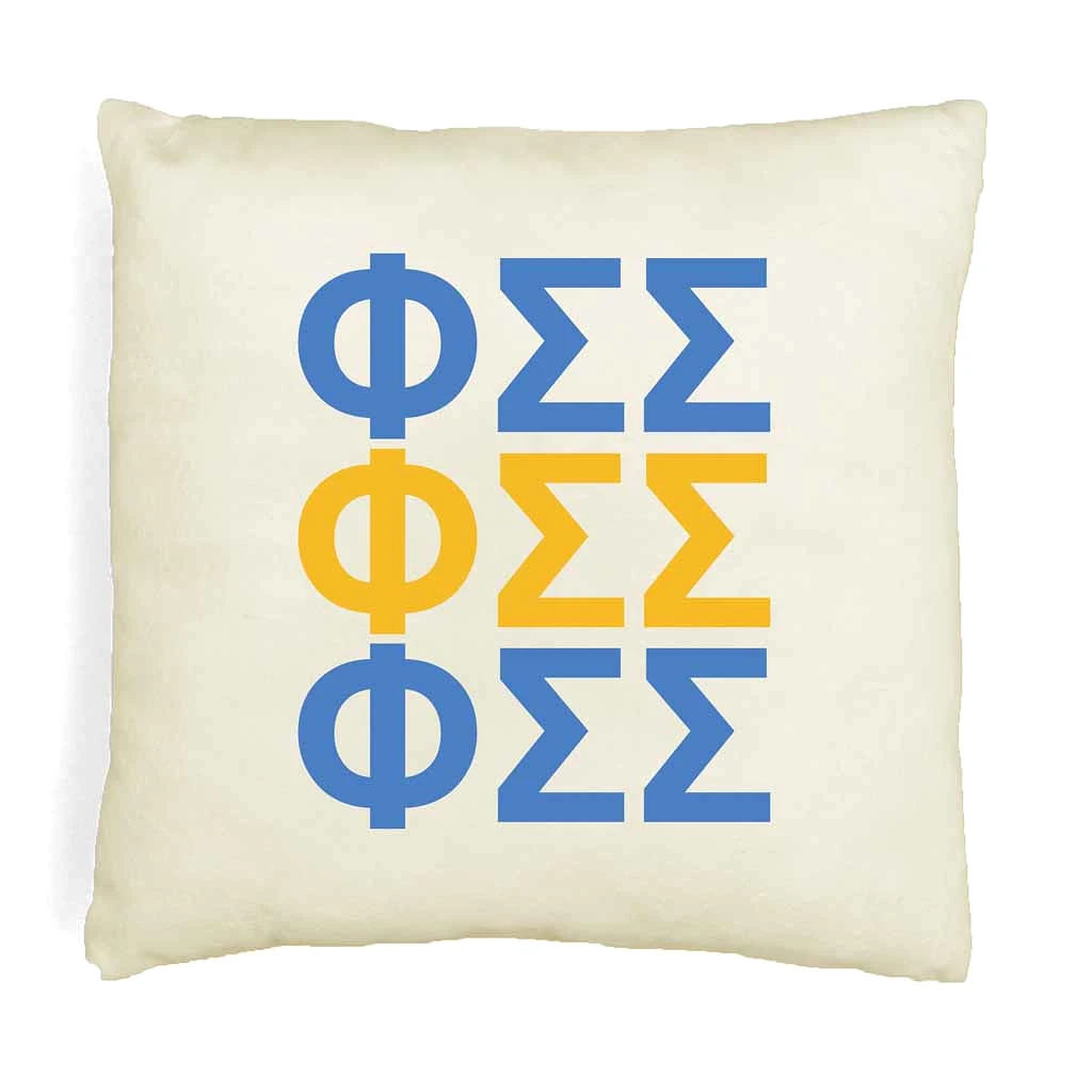 Phi Sigma Sigma Throw Pillow Cover with Greek Letters