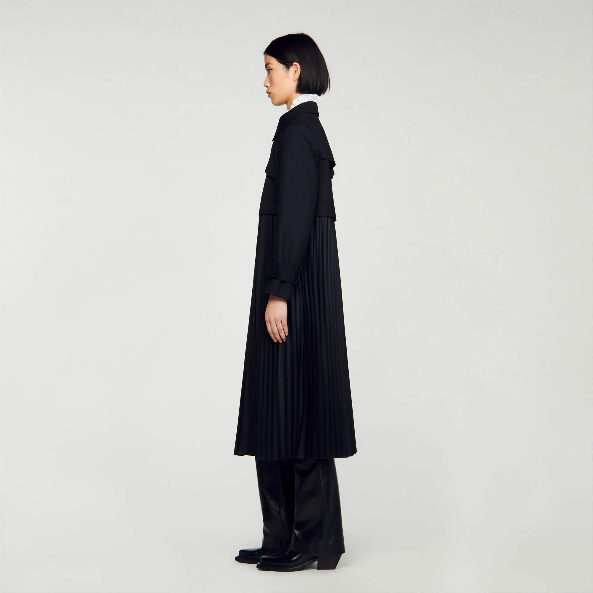 Pleated trench coat