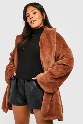 Plus Faux Fur Belted Coat