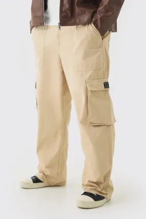 Plus Fixed Waist Branded Relaxed Fit Cargo Trousers