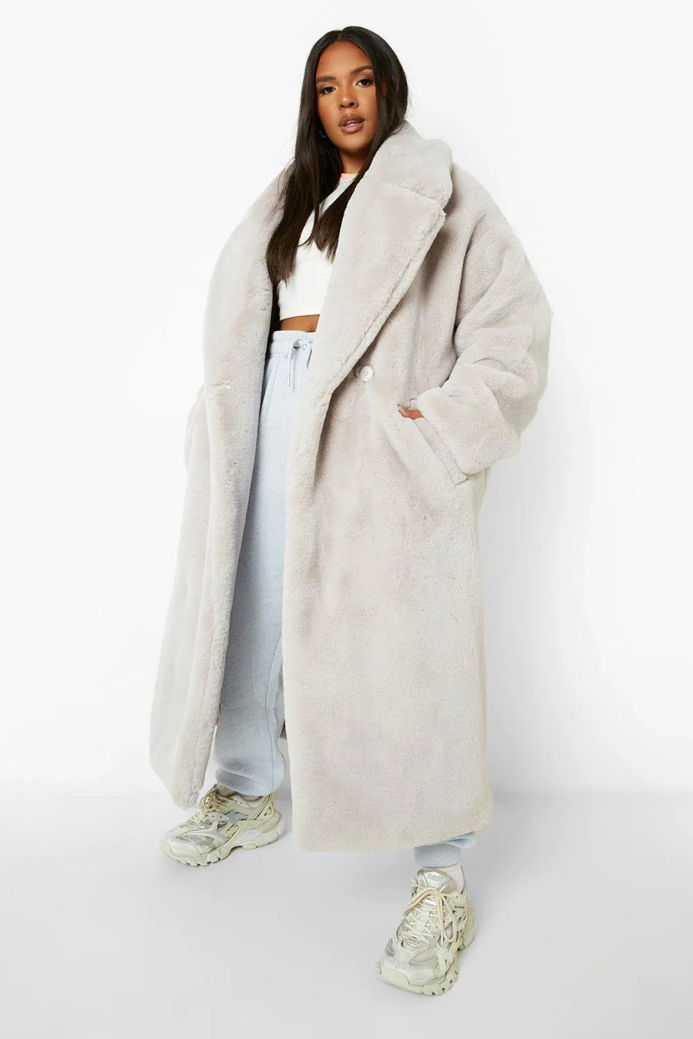 Plus Luxe Faux Fur Longline Coat