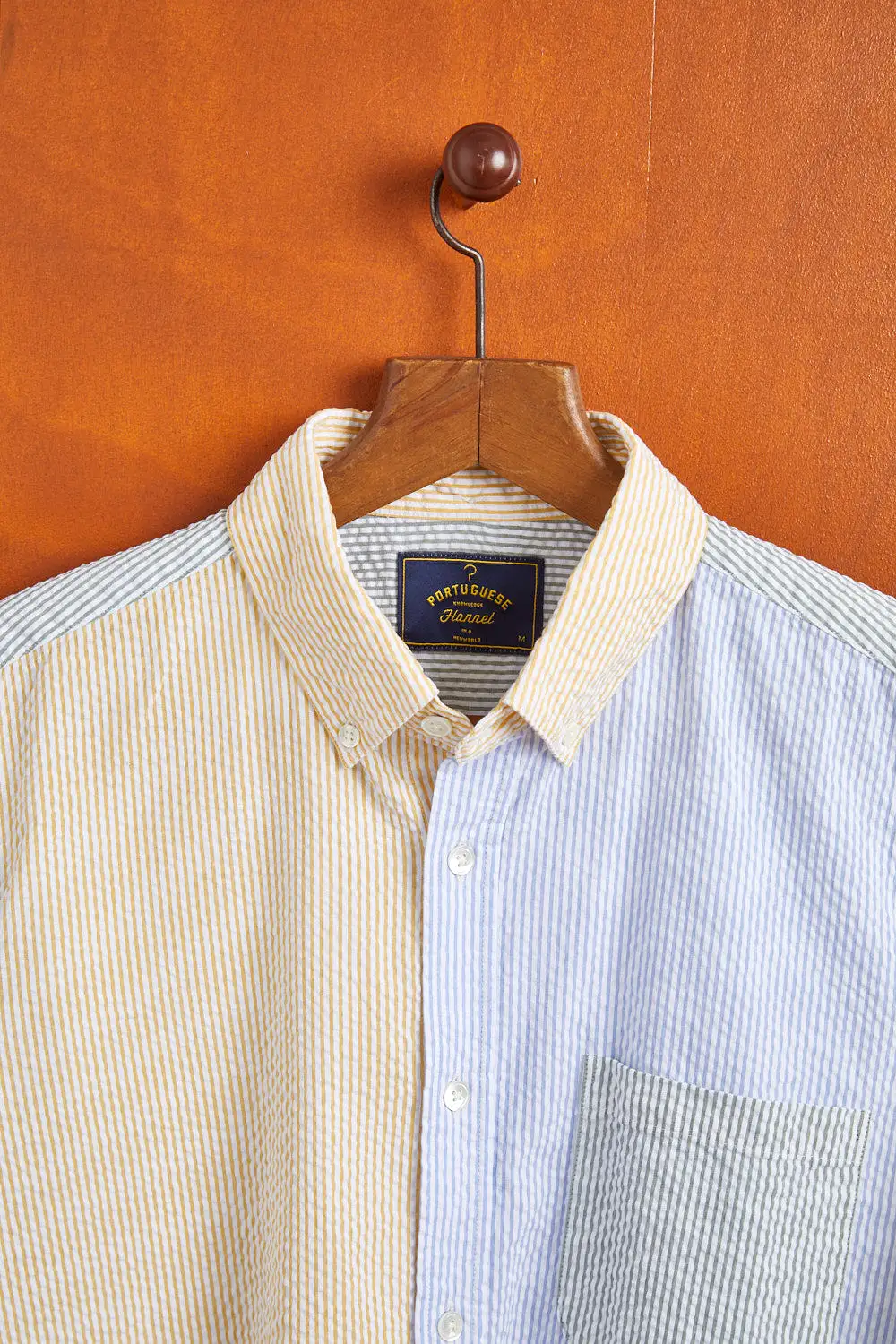 PORTUGUESE FLANNEL Atlantico Seersucker Patchwork Shirt