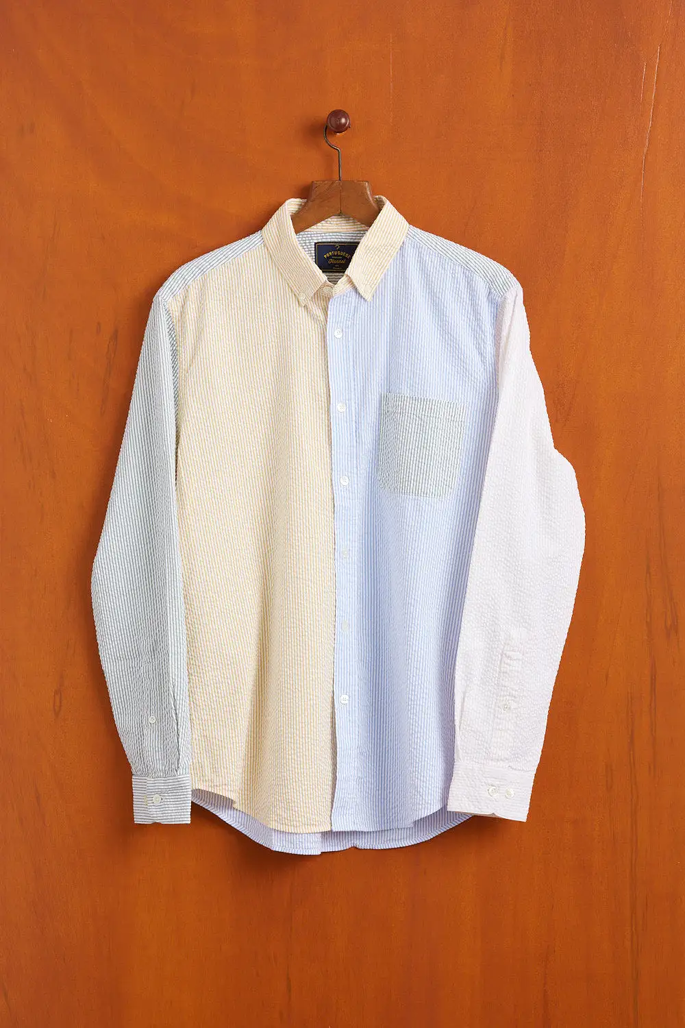 PORTUGUESE FLANNEL Atlantico Seersucker Patchwork Shirt