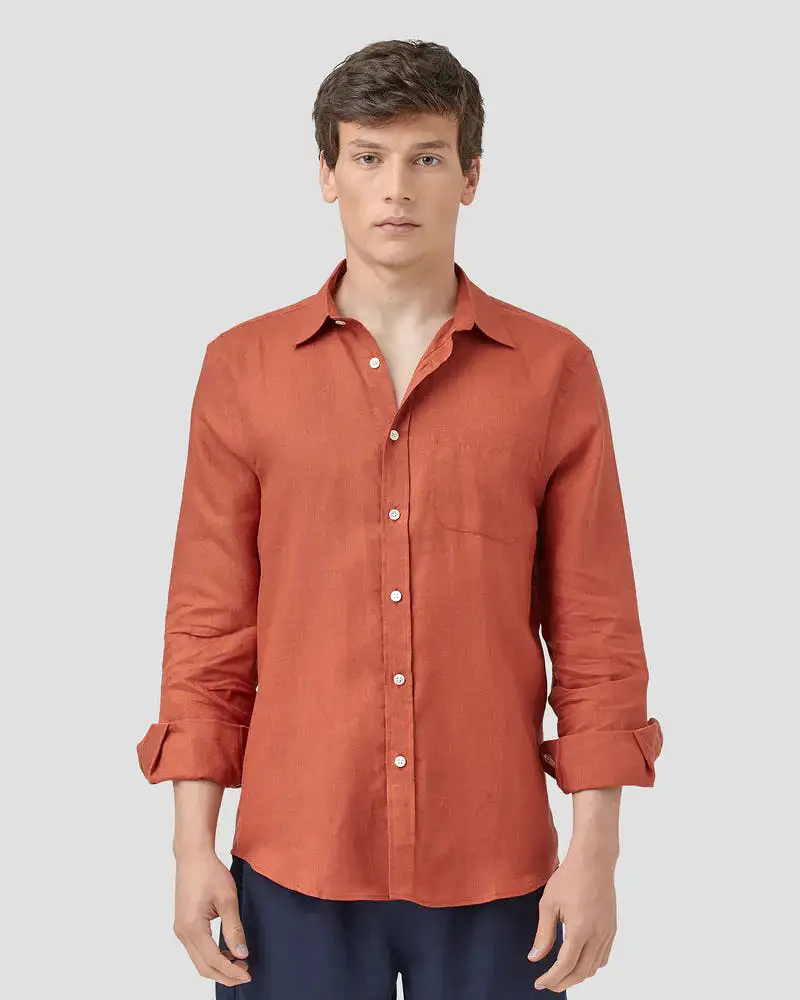 PORTUGUESE FLANNEL Linen Terracota Shirt