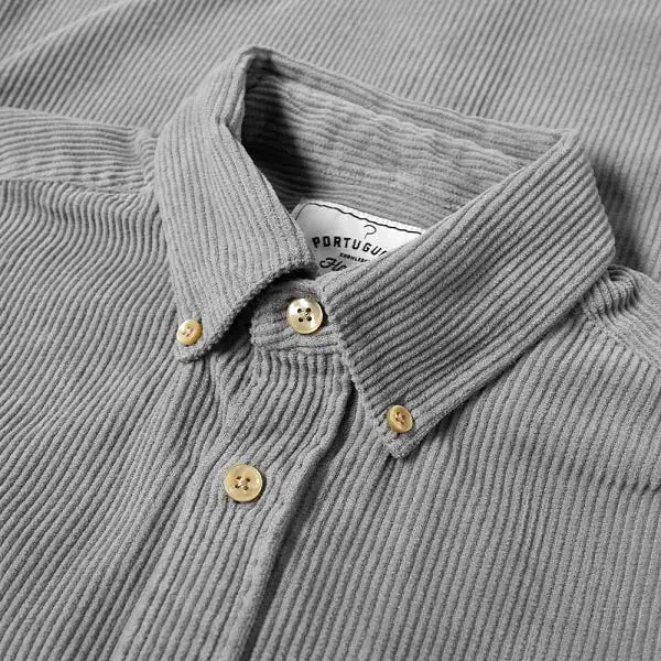 PORTUGUESE FLANNEL Lobo Light Grey Corduroy Shirt