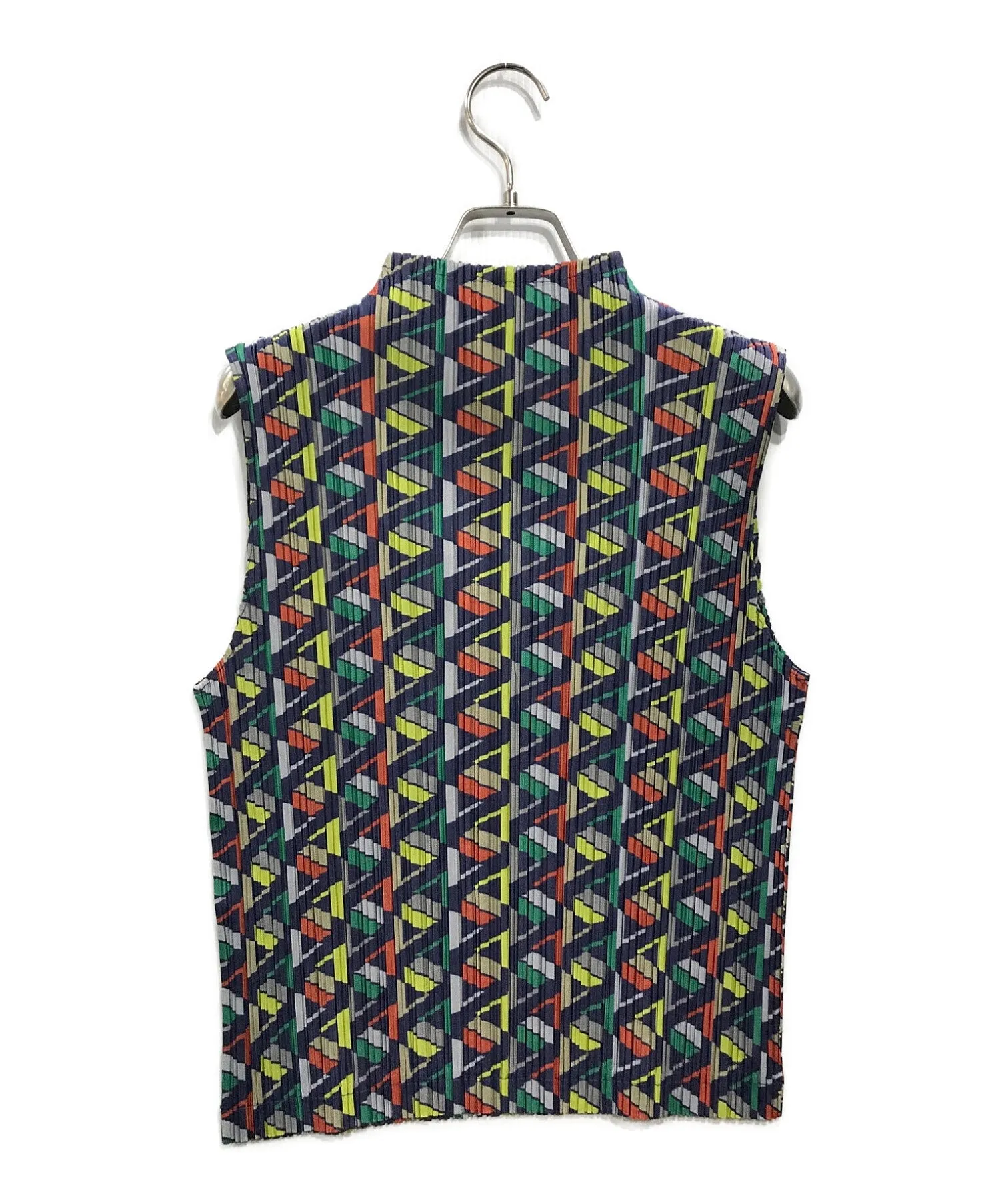 [Pre-owned] PLEATS PLEASE Pleated sleeveless blouse with all-over pattern PP73-JK721