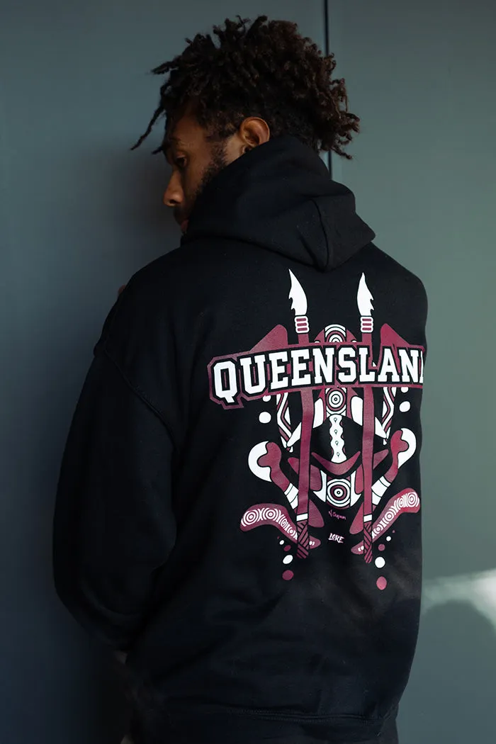 QLD Tribute Black Premium Cotton Blend Unisex Hoodie