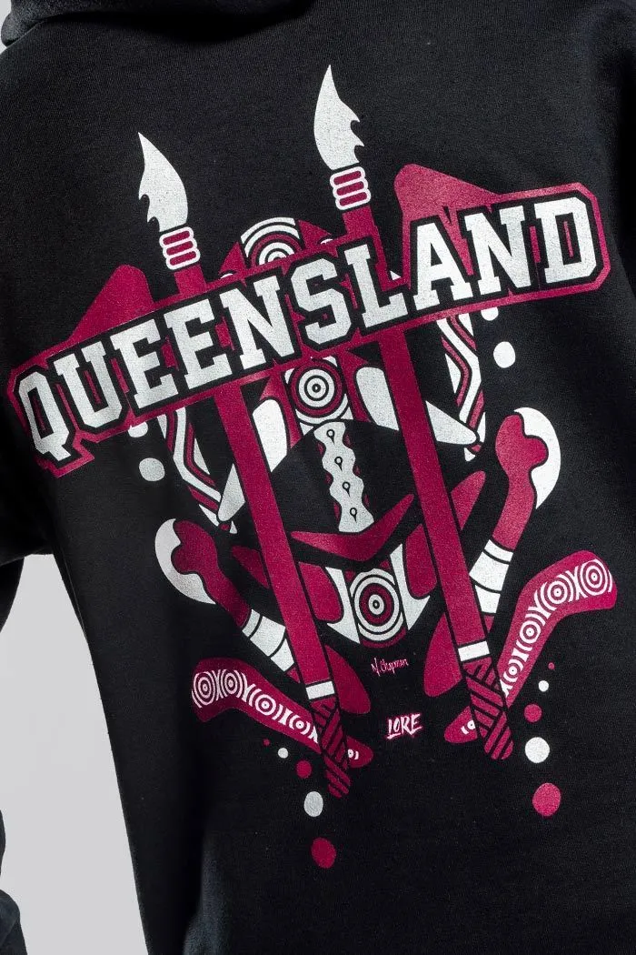 QLD Tribute Black Premium Cotton Blend Unisex Hoodie