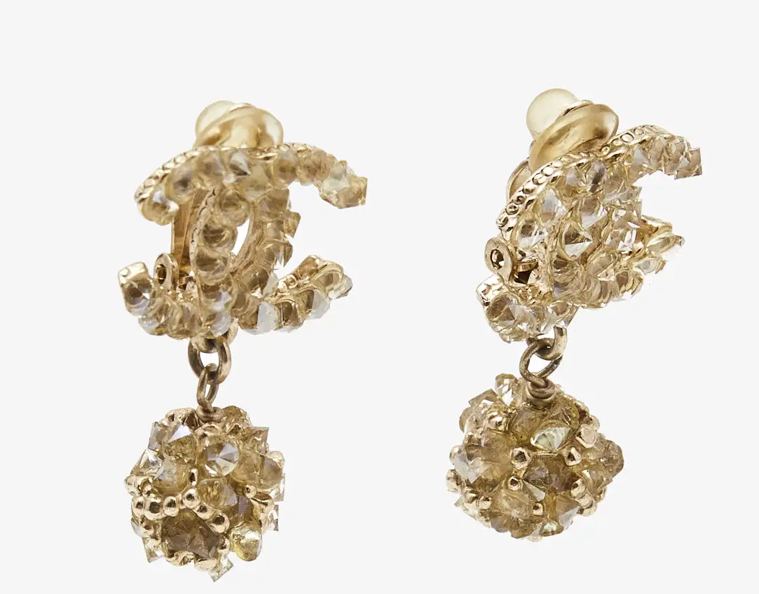 Rare Chanel Lime Crystal 12A 2012 Fall CC Drop Clip On Earrings