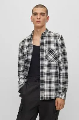 Relaxed-fit shirt in checked cotton flannel