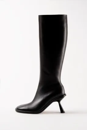 RIANA - Black Leather Knee High Boots