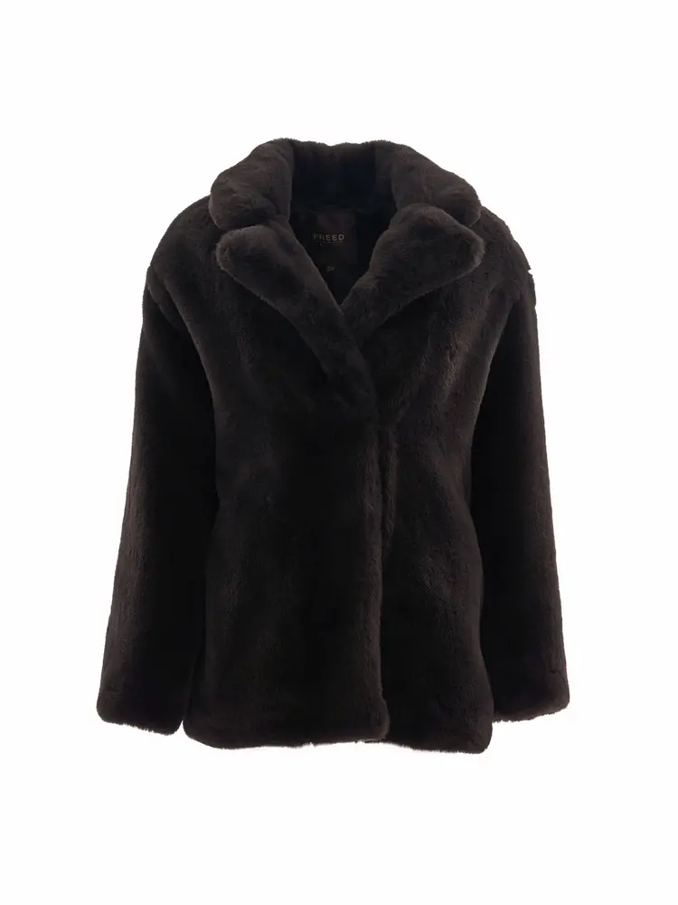 		Riley  Coal Black Faux Fur Coat	